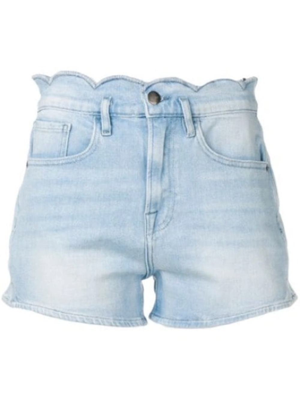 FRAME | 26 Light Blue Scallop Waist Denim Shorts - Women